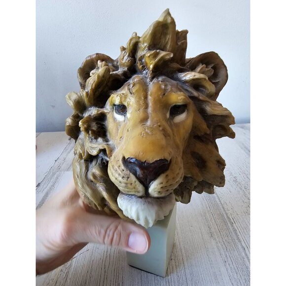 Spring Lion head bust statue figurine realistic unique vintage decor African uni - Picture 6 of 9